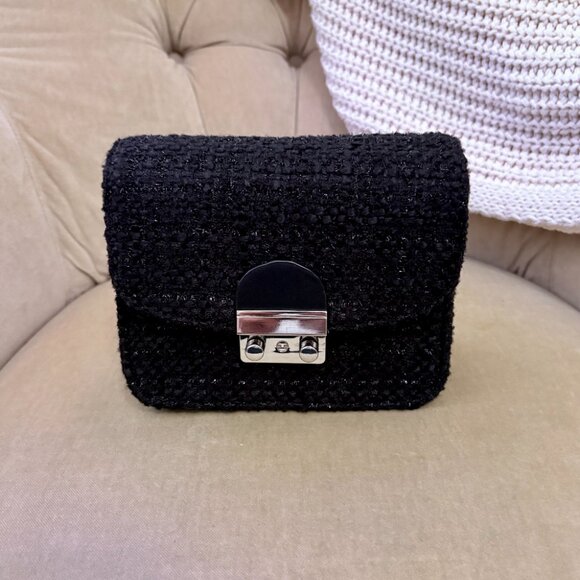 VTG Auth CATHERINE MALANDRINO Black Boucle Minaudiere Crossbody Clutch Bag - Picture 3 of 6
